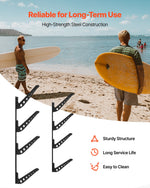 VEVOR Surfboard Wall Mount, 4 Tiers Horizontal Surfboard Rack for Storage and Display, Adjustable Height Metal Board Stand Organizer, Surf Board Holder for Snowboards, Kiteboards, Shortboard, Skis