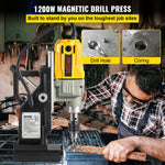 VEVOR Magnetic Drill, 1100W 4 cm Boring Diameter, 2697lbf/12000N Portable Electric Mag Drill Press with 7 Bits, 580 RPM Max Speed Drilling Machine for any Surface and Home Improvement