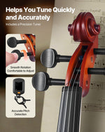 VEVOR Violin 355mm Full Size for Adults, Violin Fiddle Set for Beginners with Hard Case, Rosin, Bow, Shoulder Rest, Bridge, Tuner and Extra Strings, Professional Musical Instruments for Student (Brown)