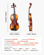 VEVOR Violin 355mm Full Size for Adults, Violin Fiddle Set for Beginners with Hard Case, Rosin, Bow, Shoulder Rest, Bridge, Tuner and Extra Strings, Professional Musical Instruments for Student (Brown)