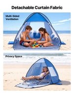 VEVOR Beach Tent Sun Shelter for 2 Person, UPF 50+ Protection, Portable Sun Shade Canopy with Carrying Bag & Sand Pockets, Lightweight and Easy Setup Beach Umbrella for Camping Fishing Outdoor Picnic