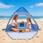 VEVOR Beach Tent Sun Shelter for 2 Person, UPF 50+ Protection, Portable Sun Shade Canopy with Carrying Bag & Sand Pockets, Lightweight and Easy Setup Beach Umbrella for Camping Fishing Outdoor Picnic