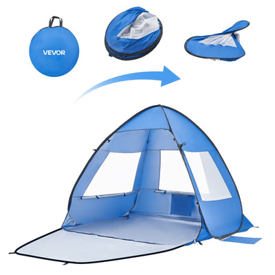 VEVOR Beach Tent Sun Shelter for 2 Person, UPF 50+ Protection, Portable Sun Shade Canopy with Carrying Bag & Sand Pockets, Lightweight and Easy Setup Beach Umbrella for Camping Fishing Outdoor Picnic