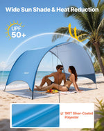 VEVOR Beach Tent Sun Shelter for 3 Person, UPF 50+ Protection, Portable Sun Shade Canopy with Carrying Bag & Ground Stakes, Lightweight and Easy Setup Beach Umbrella for Camping Fishing Outdoor Picnic