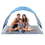 VEVOR Beach Tent Sun Shelter for 3 Person, UPF 50+ Protection, Portable Sun Shade Canopy with Carrying Bag & Ground Stakes, Lightweight and Easy Setup Beach Umbrella for Camping Fishing Outdoor Picnic