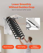 VEVOR Attic Ladder, 660LBS/299.4KG Capacity, Fits 10.5 to 11 ft Ceiling Height and 39.4 x 27.5 inch Opening Size, Alloy Steel Pull-Down Retractable Ceiling Stair with Pulling Rod for Attic Loft Roof