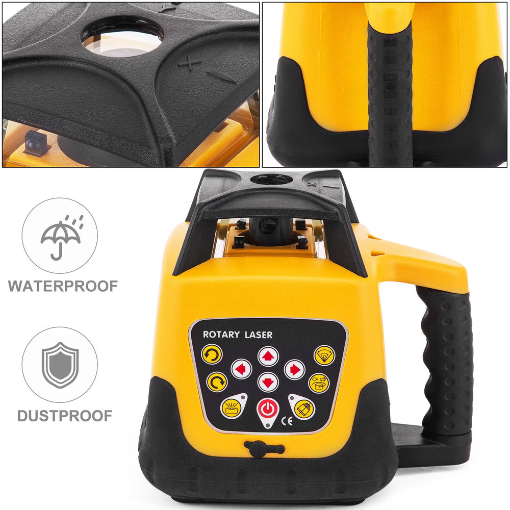 VEVOR Rotary Laser Level Kit Red Beam Digital Self-Leveling Rotary Laser Kit 500M Range with Remote Control Receiver Carrying Case