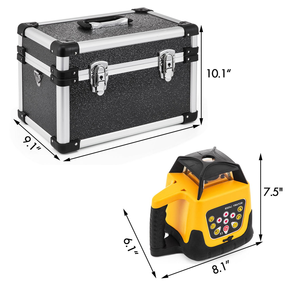 VEVOR Rotary Laser Level Kit Red Beam Digital Self-Leveling Rotary Laser Kit 500M Range with Remote Control Receiver Carrying Case