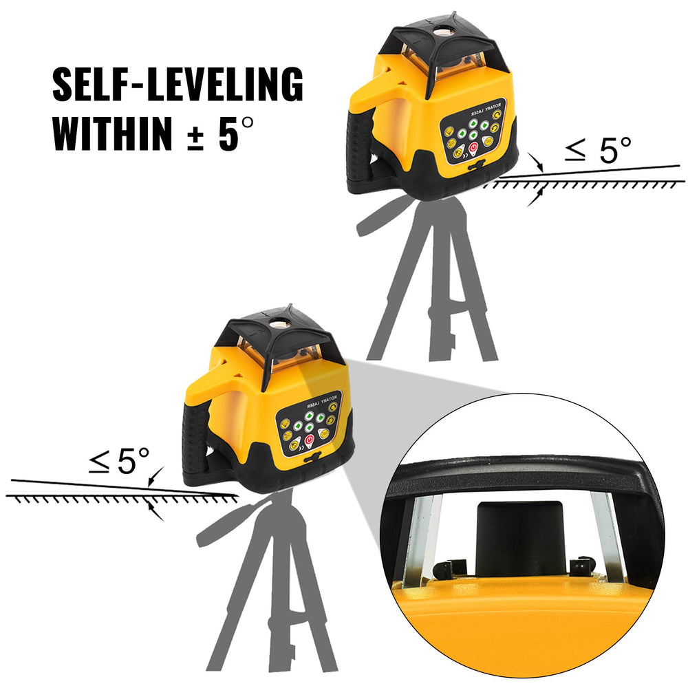 VEVOR Rotary Laser Level Green Beam 500m Range Slope Adjustable 360° Spinning Accurate with Remote Control Receiver Carrying Case