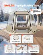 VEVOR Pop up Bubble Tent, 3.05 x 2.75 m Waterproof & UV-Resistant, Clear Camping Tent Shelter, Outdoor Garden Dome Igloo Tents with Windows, 540° Panoramic View, for 4-8 Persons Patio Backyard