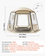 VEVOR Pop up Bubble Tent, 3.05 x 2.75 m Waterproof & UV-Resistant, Clear Camping Tent Shelter, Outdoor Garden Dome Igloo Tents with Windows, 540° Panoramic View, for 4-8 Persons Patio Backyard