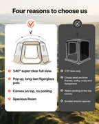VEVOR Pop up Bubble Tent, 3.36 x 3.05 m Waterproof & UV-Resistant, Clear Camping Tent Shelter, Outdoor Garden Dome Igloo Tents with Windows, 540° Panoramic View, for 8-10 Persons Patio Backyard
