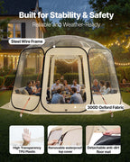 VEVOR Pop up Bubble Tent, 3.36 x 3.45 m Waterproof & UV-Resistant, Clear Camping Tent Shelter, Outdoor Garden Dome Igloo Tents with Windows, 540° Panoramic View, for 10-12 Persons Patio Backyard