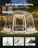 VEVOR Pop up Bubble Tent, 3.36 x 3.45 m Waterproof & UV-Resistant, Clear Camping Tent Shelter, Outdoor Garden Dome Igloo Tents with Windows, 540° Panoramic View, for 10-12 Persons Patio Backyard
