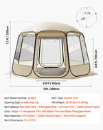 VEVOR Pop up Bubble Tent, 3.36 x 3.45 m Waterproof & UV-Resistant, Clear Camping Tent Shelter, Outdoor Garden Dome Igloo Tents with Windows, 540° Panoramic View, for 10-12 Persons Patio Backyard