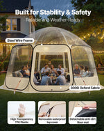 VEVOR Pop up Bubble Tent, 4.58 x 4.32 m Waterproof & UV-Resistant, Clear Camping Tent Shelter, Outdoor Garden Dome Igloo Tents with Windows, 540° Panoramic View, for 12-15 Persons Patio Backyard