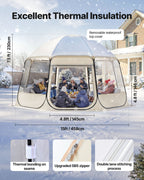 VEVOR Pop up Bubble Tent, 4.58 x 4.32 m Waterproof & UV-Resistant, Clear Camping Tent Shelter, Outdoor Garden Dome Igloo Tents with Windows, 540° Panoramic View, for 12-15 Persons Patio Backyard