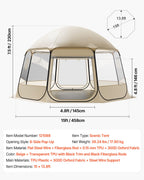 VEVOR Pop up Bubble Tent, 4.58 x 4.32 m Waterproof & UV-Resistant, Clear Camping Tent Shelter, Outdoor Garden Dome Igloo Tents with Windows, 540° Panoramic View, for 12-15 Persons Patio Backyard