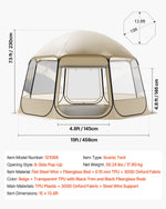 VEVOR Pop up Bubble Tent, 4.58 x 4.32 m Waterproof & UV-Resistant, Clear Camping Tent Shelter, Outdoor Garden Dome Igloo Tents with Windows, 540° Panoramic View, for 12-15 Persons Patio Backyard