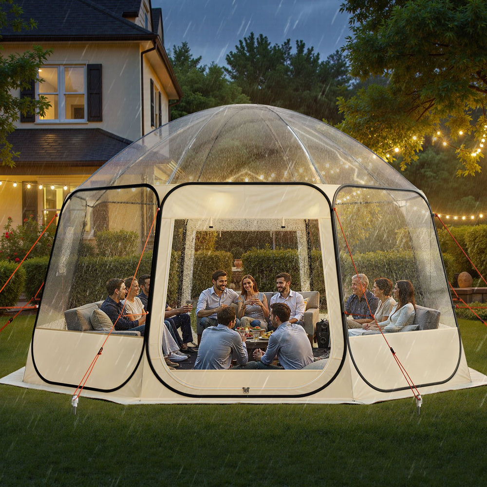 VEVOR Pop up Bubble Tent, 4.58 x 4.32 m Waterproof & UV-Resistant, Clear Camping Tent Shelter, Outdoor Garden Dome Igloo Tents with Windows, 540° Panoramic View, for 12-15 Persons Patio Backyard