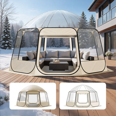 VEVOR Pop up Bubble Tent, 4.58 x 4.32 m Waterproof & UV-Resistant, Clear Camping Tent Shelter, Outdoor Garden Dome Igloo Tents with Windows, 540° Panoramic View, for 12-15 Persons Patio Backyard