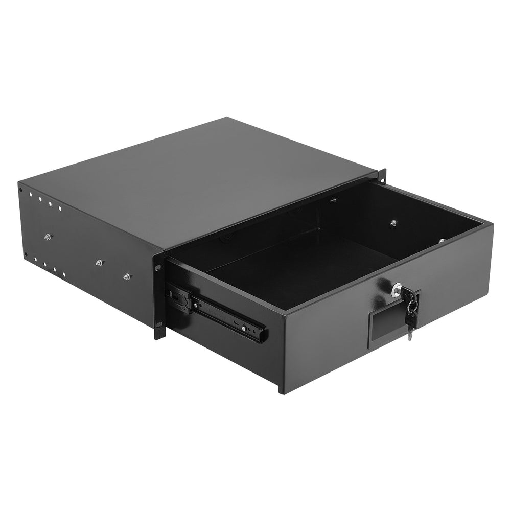 VEVOR 3U Rack Mount Drawer, 22.68 kg Max Load-Bearing, Lockable Server Cabinet Case, Sliding Drawer with Lock and Cable Management Holes, for Network Equipment Server AV Rack or Cabinet Enclosure