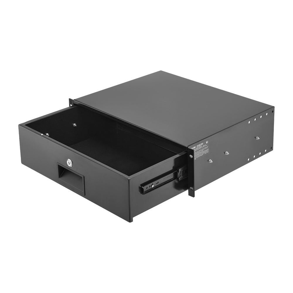 VEVOR 3U Rack Mount Drawer, 22.68 kg Max Load-Bearing, Lockable Server Cabinet Case, Sliding Drawer with Lock and Cable Management Holes, for Network Equipment Server AV Rack or Cabinet Enclosure