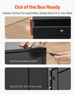 VEVOR 4U Rack Mount Drawer, 22.68 kg Max Load-Bearing, Lockable Server Cabinet Case, Sliding Drawer with Lock and Cable Management Holes, for Network Equipment Server AV Rack or Cabinet Enclosure