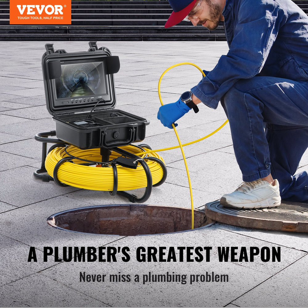 VEVOR Sewer Camera Pipe Inspection Camera 22.9 cm 720p Screen Pipe Camera 119.8m