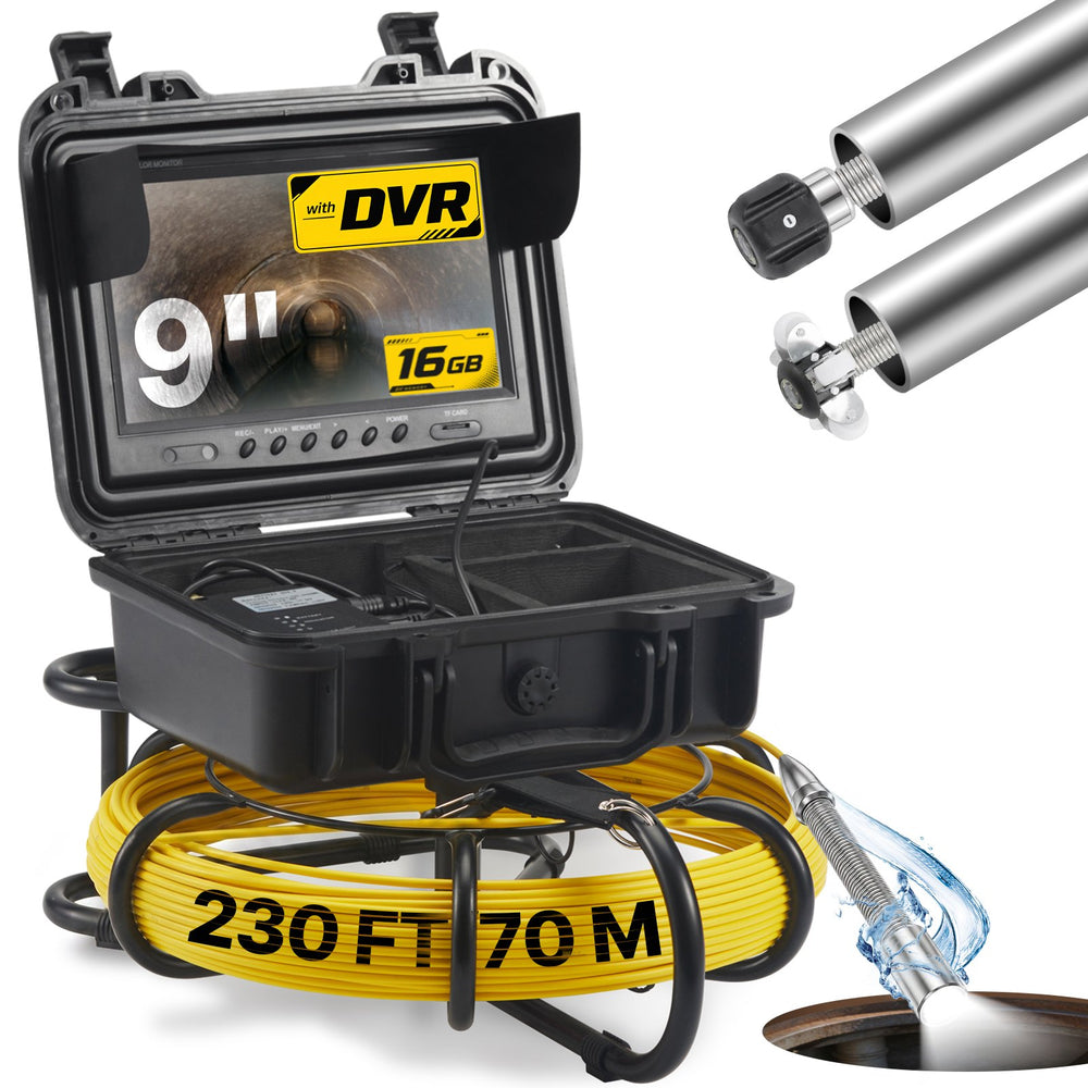 VEVOR Sewer Camera Pipe Inspection Camera 22.9 cm 720p Screen Pipe Camera 70.1m
