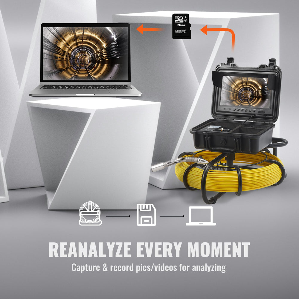VEVOR Sewer Camera Pipe Inspection Camera 22.9 cm 720p Screen Pipe Camera 70.1m