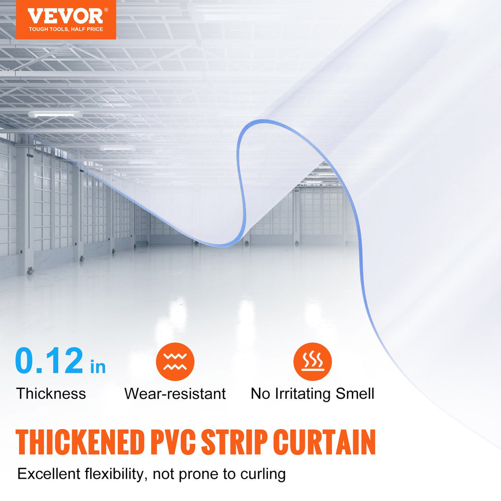 VEVOR Strip Curtain PVC Door Curtain 2499.4 cm x 30.5 cm Roll Cooler Freezer Clear Plastic