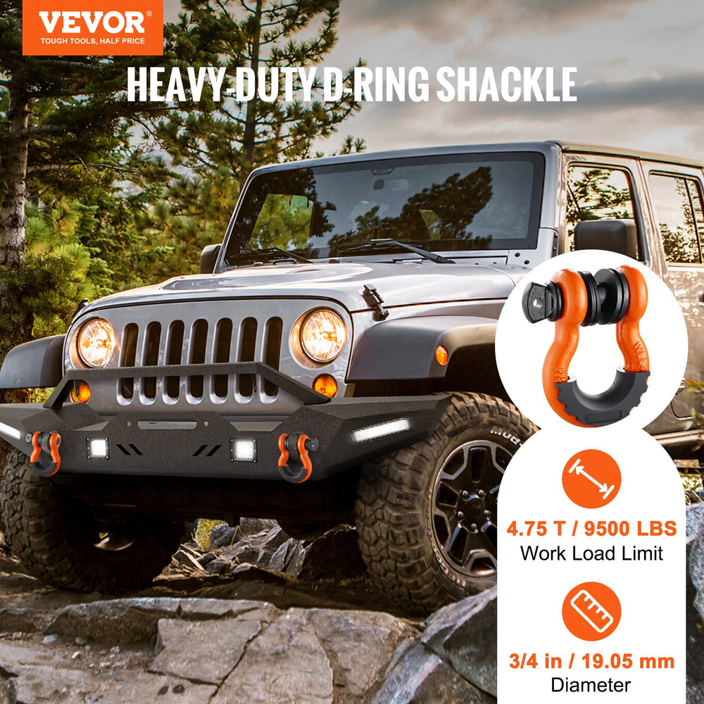 VEVOR 2 Pack 19 mm D Ring Shackle with 22.2 mm Screw Pin 28.5 Ton Break Strength