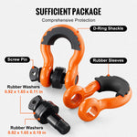 VEVOR 2 Pack 19 mm D Ring Shackle with 22.2 mm Screw Pin 28.5 Ton Break Strength