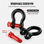 VEVOR 4 Pack 15.9 mm D Ring Shackle with 19 mm Screw Pin 13 Ton Break Strength