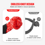 VEVOR Soft Shackle Synthetic Recovery Rope 2PCS 1.3x56 cm 20 Ton Break Strength