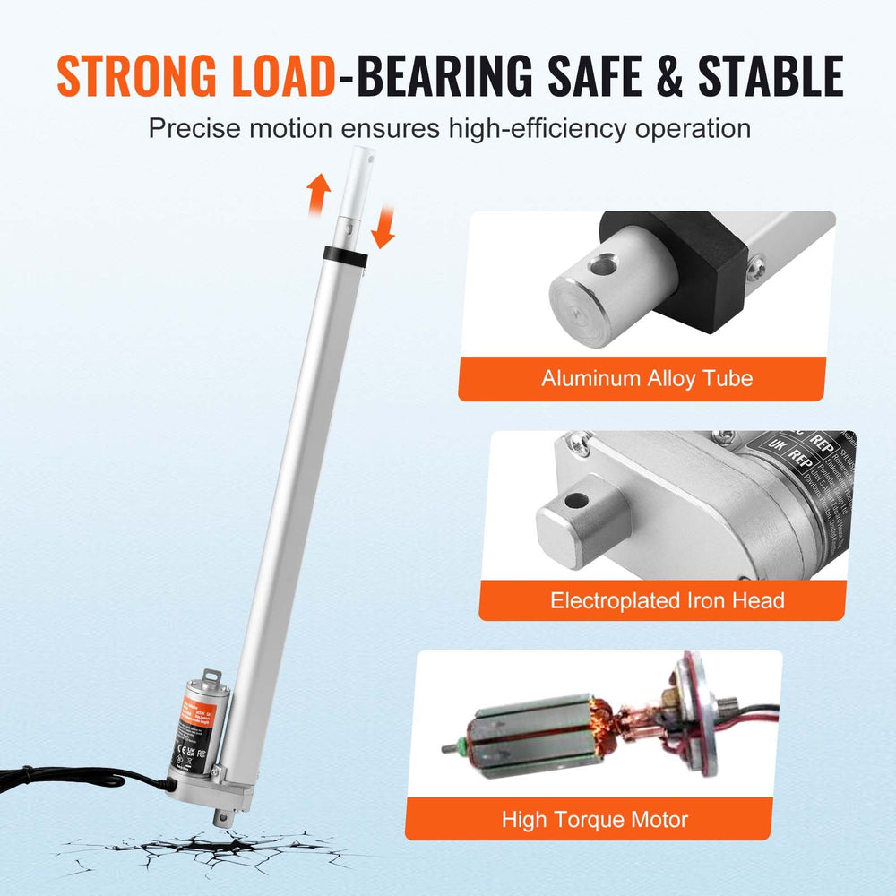 VEVOR Linear Actuator 12V 45.7 cm High Load 149.7 kg/1500N 0.5 cm/s IP54 Protection