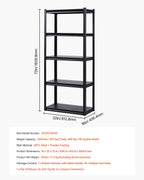 VEVOR Storage Shelves, 2000 lbs, 5 Tier Garage Storage Shelving, 16" D x 32" W x 72" H Adjustable Metal Shelves for Garage Shelves Utility Rack Shelf, Ideal for Kitchen, Warehouse, Basement, Black