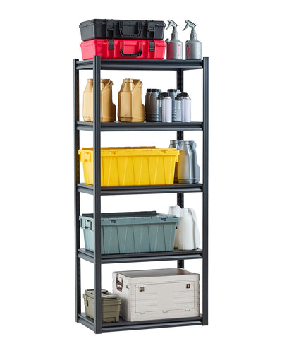 VEVOR Storage Shelves, 2000 lbs, 5 Tier Garage Storage Shelving, 18" D x 32" W x 72" H Adjustable Metal Shelves for Garage Shelves Utility Rack Shelf, Ideal for Kitchen, Warehouse, Basement, Black