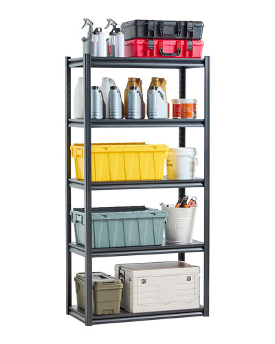 VEVOR Storage Shelves, 2000 lbs, 5 Tier Garage Storage Shelving, 18" D x 36" W x 72" H Adjustable Metal Shelves for Garage Shelves Utility Rack Shelf, Ideal for Kitchen, Warehouse, Basement, Black