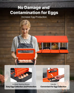 VEVOR Chicken Nesting Boxes, 4 Compartments, Metal Egg Laying Boxes with Protective Collection Lids, Roll Out Nesting Box, Easy to Assemble, Ideal for Hens, Ducks, Chickens, and Other Poultry, Orange