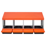 VEVOR Chicken Nesting Boxes, 4 Compartments, Metal Egg Laying Boxes with Protective Collection Lids, Roll Out Nesting Box, Easy to Assemble, Ideal for Hens, Ducks, Chickens, and Other Poultry, Orange