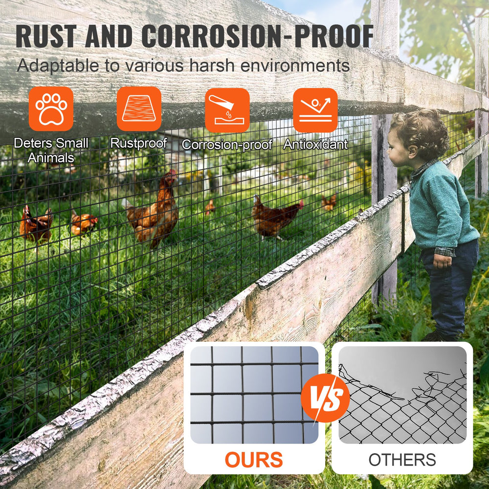 VEVOR Hardware Cloth, 910 x 30480 mm Galvanized Wire Mesh Roll, 19 Gauge Chicken Wire Fence Roll, Vinyl Coating Metal Wire Mesh for Chicken Coop Barrier, Rabbit Snake Fences, Poultry Enclosures