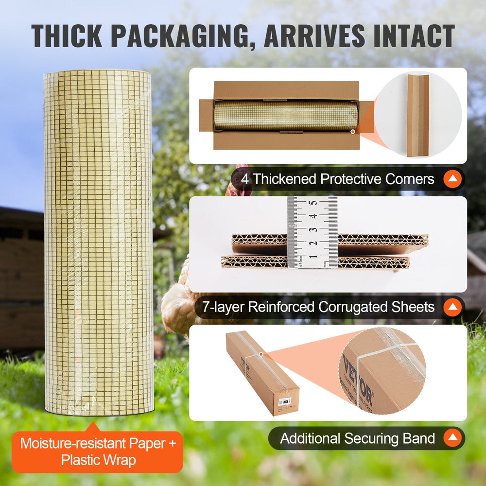 VEVOR Hardware Cloth, 910 x 30480 mm Galvanized Wire Mesh Roll, 19 Gauge Chicken Wire Fence Roll, Vinyl Coating Metal Wire Mesh for Chicken Coop Barrier, Rabbit Snake Fences, Poultry Enclosures