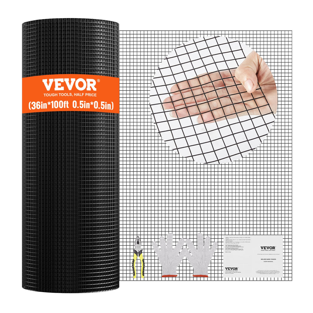 VEVOR Hardware Cloth, 910 x 30480 mm Galvanized Wire Mesh Roll, 19 Gauge Chicken Wire Fence Roll, Vinyl Coating Metal Wire Mesh for Chicken Coop Barrier, Rabbit Snake Fences, Poultry Enclosures