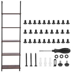VEVOR Ladder Shelf, 5-Tier Bookshelf 17.3x11.8in, Open Wall-Mounted Ladder Shelf with Metal Frame,Storage Rack Sundries Holder for Kitchen Bedroom Bathroom Living Room, Black
