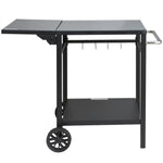 VEVOR Outdoor Grill Dining Cart with Double-Shelf, BBQ Movable Food Prep Table, Multifunctional Foldable Iron Table Top, Portable Modular Carts for Pizza Oven, Worktable with 2 Wheels, Carry Handle