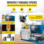 VEVOR Mini Metal Lathe 550W Variable Speed Metal Lathe 50 to 2500Rpm Precision Mini Benchtop Lathe 7x14 Inch for Mini Precision Parts Processing Sample Processing Modeling Works