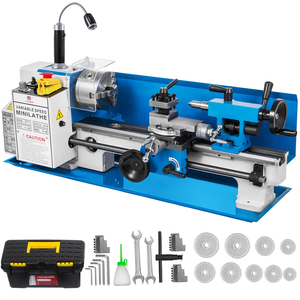 VEVOR Mini Metal Lathe 550W Variable Speed Metal Lathe 50 to 2500Rpm Precision Mini Benchtop Lathe 7x14 Inch for Mini Precision Parts Processing Sample Processing Modeling Works