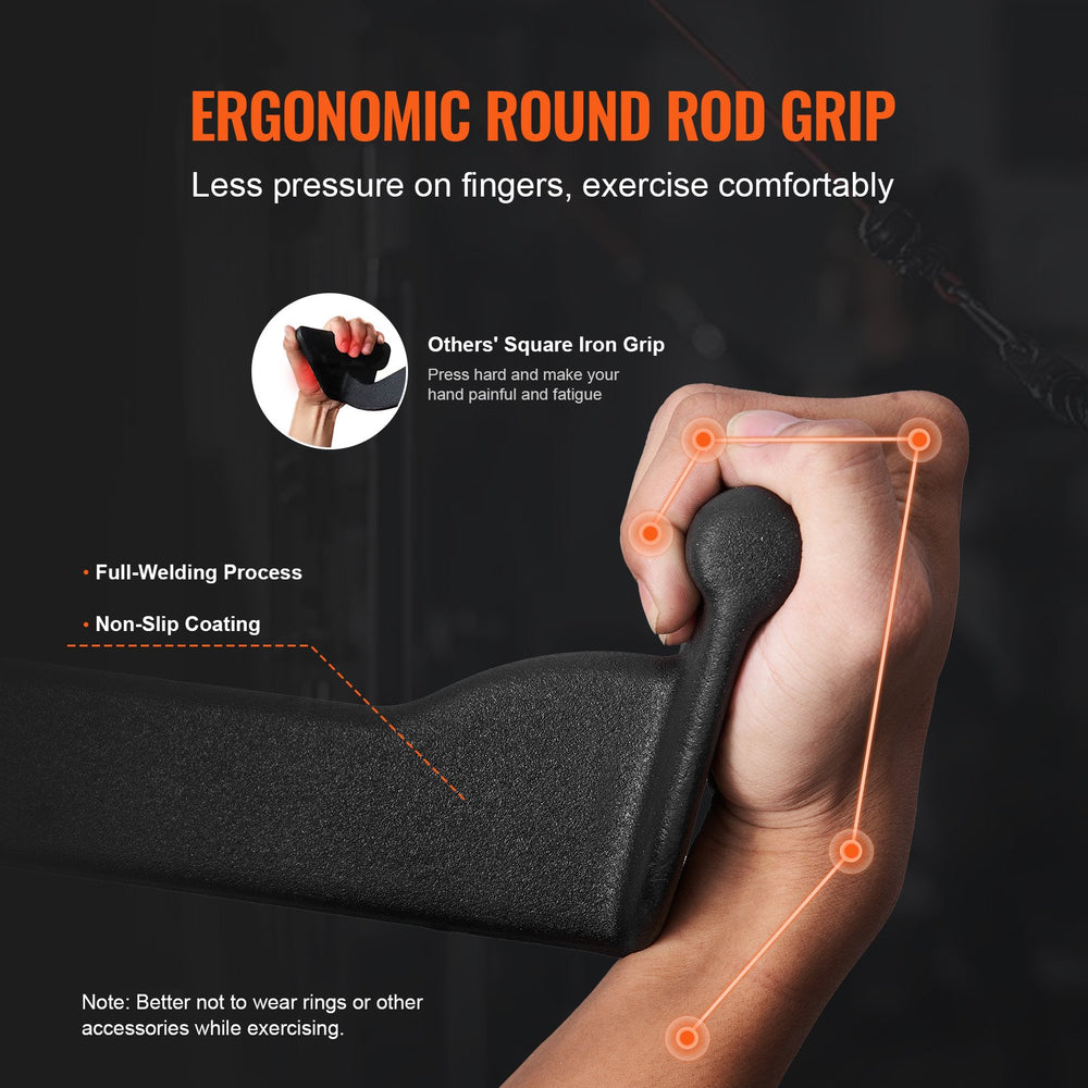 VEVOR LAT Pulldown Attachment, Cable Machine Rowing V-bar Attachment, Tricep Pull Down Bar, Back Strength Training Rubber Coated Handle Grip, Bicep Curl Tricep Lat Pulldown Bar for Home Gym Fitness
